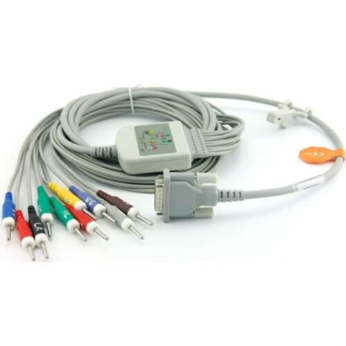 Electrocardiograph 10-lead Schiller EKG cable,AHA,Din 3.0 mm ,10 kom resistance plug end electrodes cable