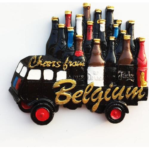 Europe Belgium creative tourism commemorative decoration crafts three-dimensional handmade painted beer car magnetic