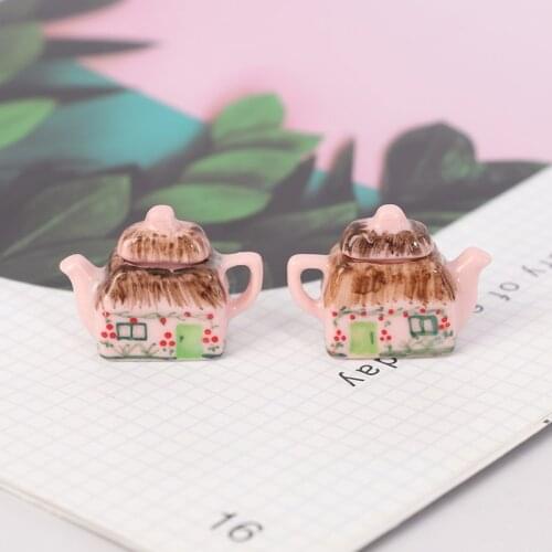 Hand Painted Porcelain Cup Kettle Tea Pot Tableware 1/12 Miniature Dollhouse Miniatures Kitchen Toy Dollhouse Accessories