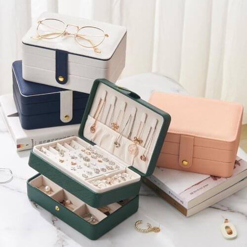 MOONLAY PU Leather 3-Layer Jewelry Storage Box Earrings Rings Creative Portable Large Capacity for Women Gift