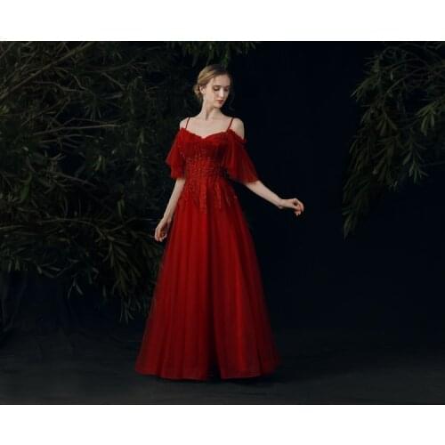 Red Backless V-Neck Tulle Beautiful Vintage Wedding Dress Ball Gown Bridal New Style