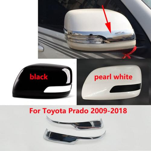 Car Wing Door Side Rear View Mirror Cover Cap Lid and Chrome Trim Garnish for Toyota Land Cruiser Prado FJ150 2009-2018