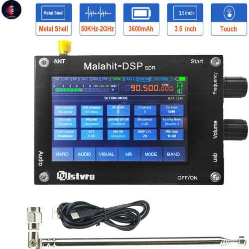 Malahit SDR 50KHz-2GHz SDR-Receiver 3.5 Inch Touching Screen Radio Malachite DSP Shortwave Receiver New