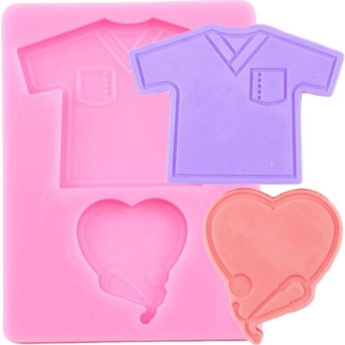 Nurse Theme Keychain Silicone Mold Stethoscope Craft Phone Grip Epoxy Resin Mold Necklace Pendant Charms Making Jewelry Moulds