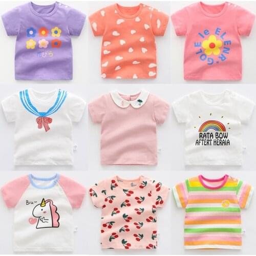 Cute Summer Children Short Sleeve T-Shirts Cartoon Print Baby Toddler Girl Kid Blouse Clothes Casual Tee Top For Girls