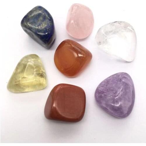 Natural gemstone polished 7 chakra set crystal tumbled healing stones for decoration