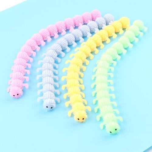TPR Novelty Toys Pressure Reduction Toy 16 Sections Luminous Caterpillar Stretching Toys Vent Toys