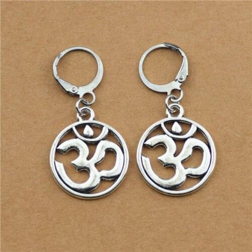 New Buddhist Yoga Jewelry OHM OM AUM Charm Buddha Tibetan Silver Color Metal Chain Tassel Pendant Drop Earrings for Women Girls