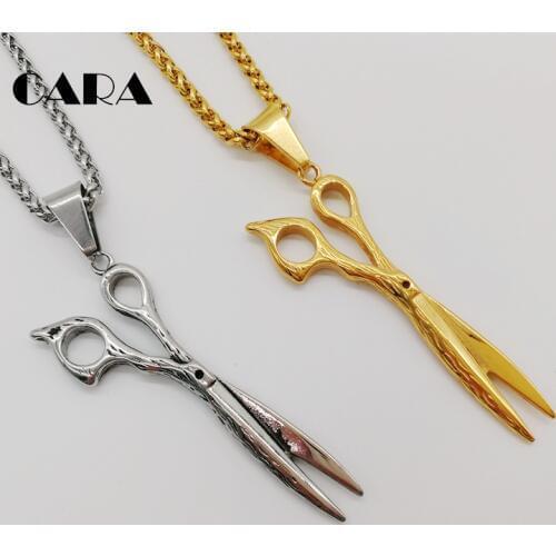New dressmakers shears Scissors hip hop necklace pendant men fine stainless steel fashion necklace with extention chain CAGF294