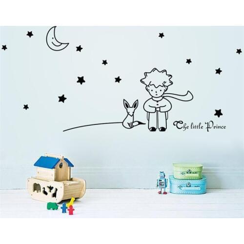 Popular Book Fairy Tale The Little Prince With Fox Moon Star Wall Sticker For Kids Baby Rooms Home Decor Child Gift Wall Decals