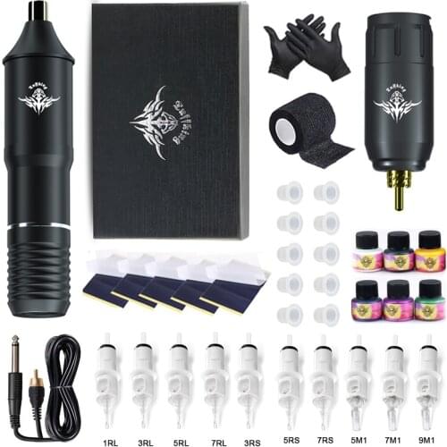 Professional Wireless Rotary Tattoo Pen Permanent Makeup Tattoo Machine Set With Cartridge Needle Ink Tattoo Studio Supplies