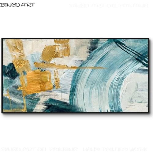 Professional Artist Hand-painted High Quality Modern Abstract Oil Painting on Canvas Kinds of Light Blue Abstract Oil Painting