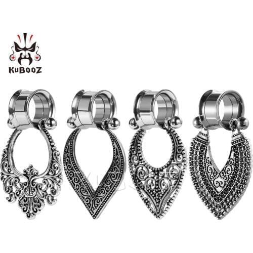 KUBOOZ Ear Plugs Tunnels Body Piercing Jewelry Expander Stainless Steel Earrings Gauges Studs Stretcher Fashion Jewelry For Gift