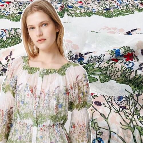 Luxury Brand Thin Chiffon Polyester Fabric Cloth Meter Material Printed Shirt Dress Sewing Diy Handmade Shirt Scarf Fabrics