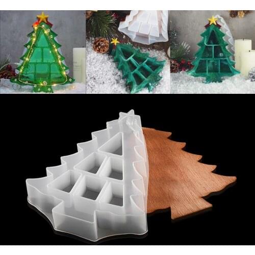Christmas Tree Boxes Silicone Molds Storage Box Crystal Epoxy Resin Mold Trinkets For DIY Jewelry Making Home Decoration Crafts