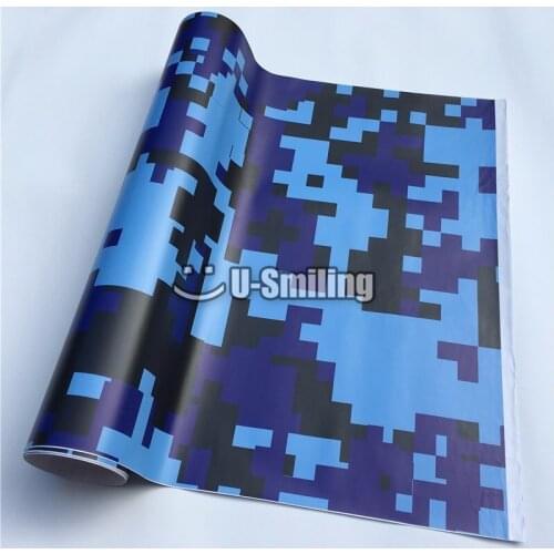 Blue Digital Camo Vinyl Film Car Vinyl Wrap Film Roll Car Sticker Foil Sticker Sheet Bubble Free Bike Console Computer