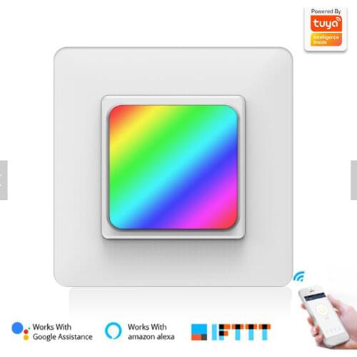 WiFi Smart Wall Switch RGB Night Light Dimmer Lamp Power Interuptor Timer Remote Voice App Controls By Tuya Alexa Google Home