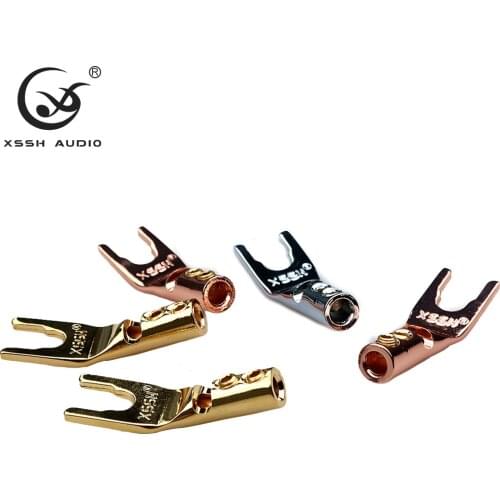 Screw type Banana Plug XSSH Audio YIVO Rhodium Red Copper Gold Y Shape Spade Speaker Fork Connector Plugs For Speaker Cable Wire