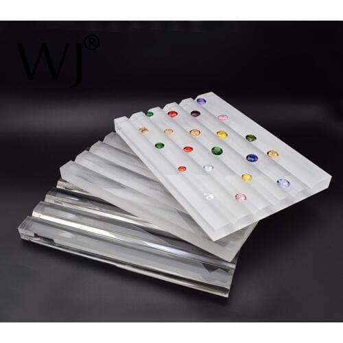 High Quality Acrylic Gem Display Tray GemStone Holder loose Diamond Showcase Jewelry Beads Stands Stone Organizer Plate Cases