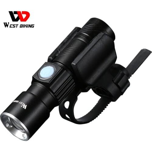 WEST BIKING Bicycle Light USB Rechargeable Stretch Zoom 200m Waterproof Cycling Front LED Flashlight Bike Lamp Cycling Light