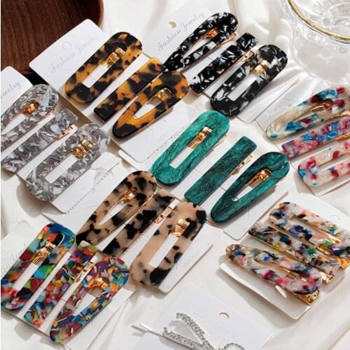 2021 Women Fashion Leopard Acetate Pearl Geometric Hair Clips for Women Girls Headband Sweet Hairpins Barrettes Hair Accessories