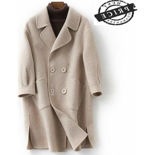 Winter Coat Autumn Women Double Breasted Coats Female Sided Woolen Jackets Long Spring Elegant Plaid Clothes 2021 LWL1312