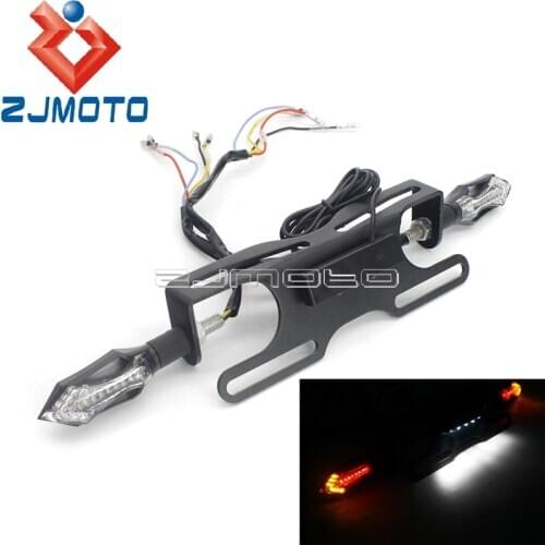 1Set Rear Fender Eliminator License Plate Bracket Lights w/ Signals Brake Tail Lamp Universal for Ducati Yamaha Kawasaki Honda