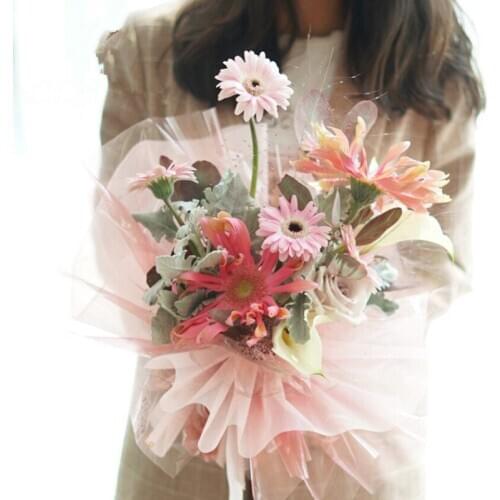 10pcs Pink Yellow Transparent Flower Wrapping Papers Waterproof Flower Packing Paper Gift Wrapping Paper