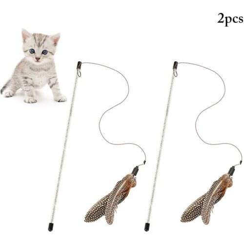 2PCS Funny Cat Feather Teaser Bell Cute Catnip Toy Fake Feather Cat Interaction Training Toy Pet Teaser Toy herbe a chat