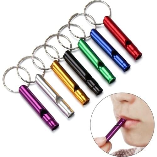 1PC Aluminum Small Size Whistles Emergency Whistle With Keyring Outdoor Camping Hiking Survival EDC Tools Training Accessories