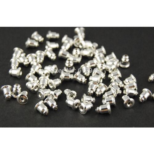 200 pcs Silver Color Back Earring Stoppers Barrel shape 7x6mm Metal Jewelry Findings