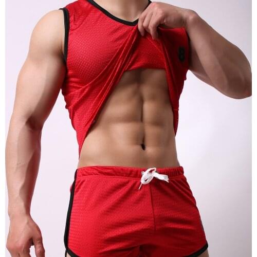 2019 men sport Drawstring None Student Breathable Sportswear Men Set Mens Clothing Runnings Suit Fitness Sporting Top And Shorts