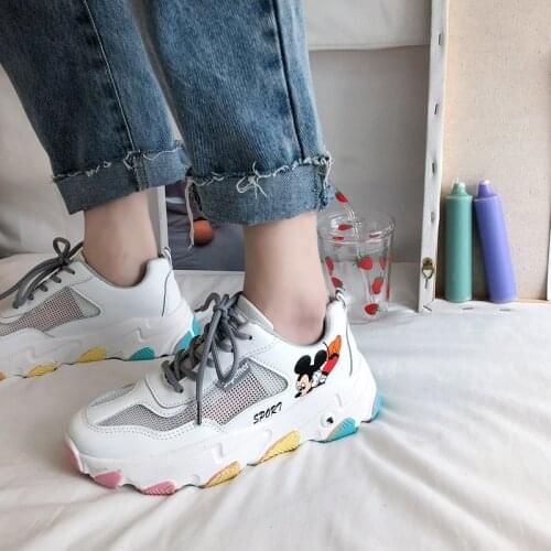 2021 Disney Breathable Mesh Mickey Mouse Casual Boys Kids Ladies Shoes Girls Summer New Top Up Platform Sneakers Size 35-40