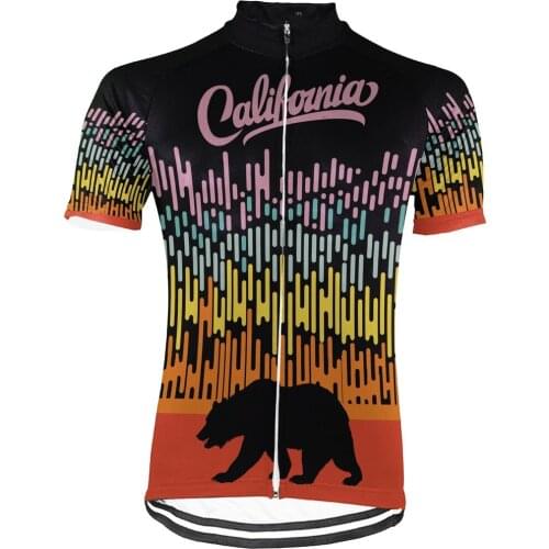 2021 Colourful Cycling Jersey Men California Short Sleeve Bike Wear Breathable Clothing Mtb Jersey Triathlon Summer