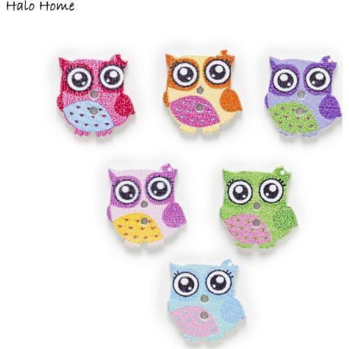 30pcs Owl Wood Buttons for Sewing Scrapbooking Clothing Headwear Handmade Crafts Home Decor Accessories DIY 17x16mm