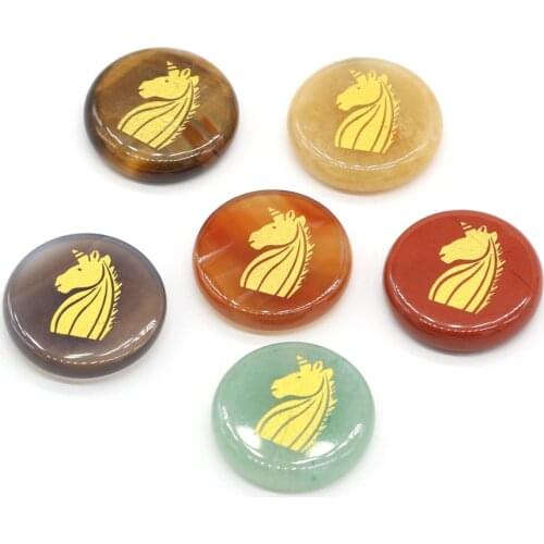 6pcs Charms Fashion Horse Pattern Natural Stone Bead Mix Colors Bead for Making Jewely Necklace Accessories Women Men 25x25mm