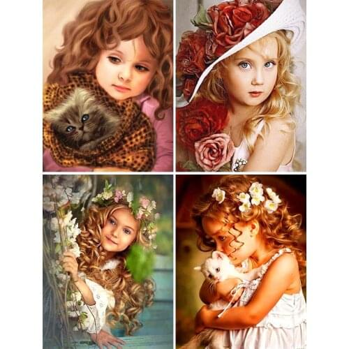5D DIY Diamond Painting Portrait Girl Cross Stitch Kit Full Drill Embroidery Mosaic Art Picture of Rhinestones Crafts Wall Decor