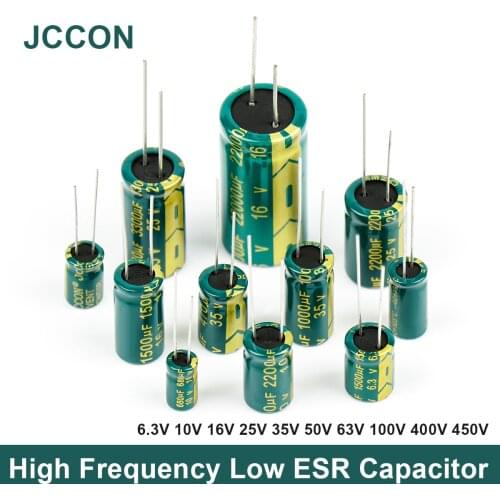 JCCON Aluminum Electrolytic Capacitor High Frequency Low ESR 6.3V 10V 16V 25V 35V 50V 63V 100V 400V 450V 100UF 220UF 330UF 470UF