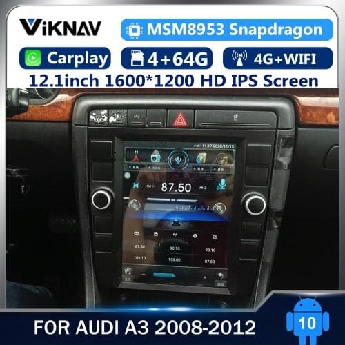 12.1inch Android Car Radio Tesla Style DVD Multimedia Player For Audi A3 2008-2012 Auto Stereo GPS Navigation 2din