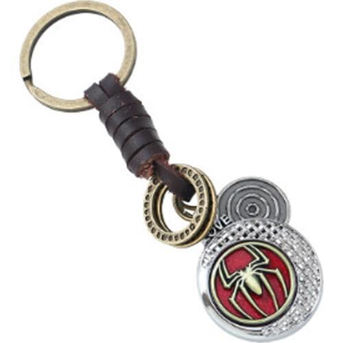 Genuine Leather Animal Spider Keychain Bag Pendant porte clef Charm Vintage Car Key Chain Ring Holder Punk Jewelry Gift FY083