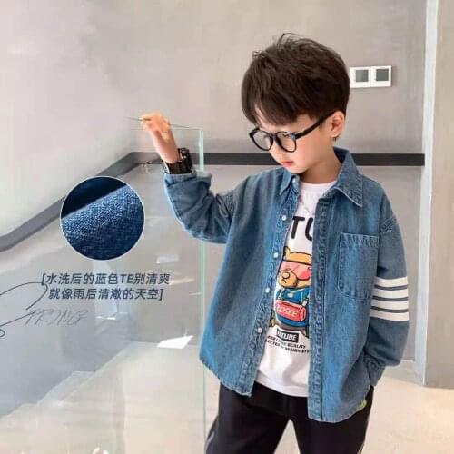 2021 Boys Denim Jacket Cool Boy Kids Cardigan Blouses Spring Autumn Jackets Casual Overcoats Clothes