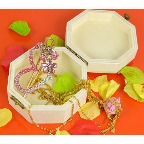 Elegant Octagon Wooden Jewelry Box Makeup Organizer Crafts Toys Storage Case Handicraft Decor F20173458