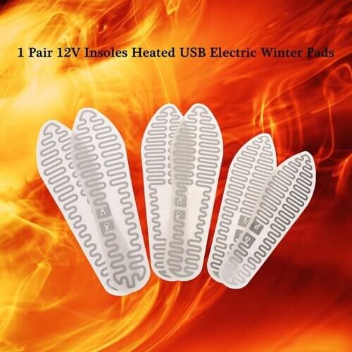 1Pair Foot Warmer 12V/5V Winter Shoes Heated Boots Electric Outdoor Sports USB Pads Ski Insoles