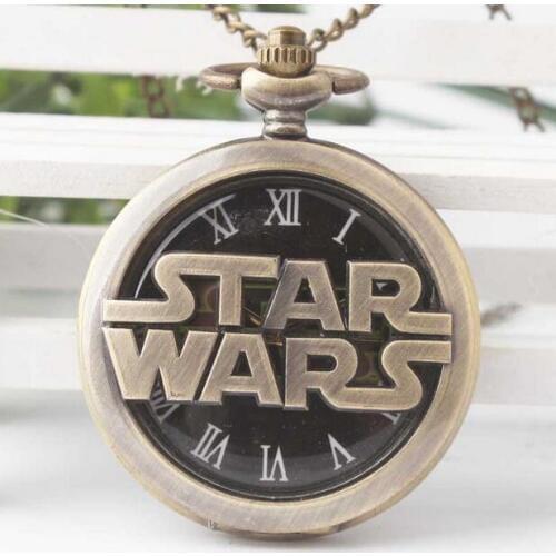 Star Wars Vintage Animation cartoon flip bronze woman and man Necklace pocket watches steam punk