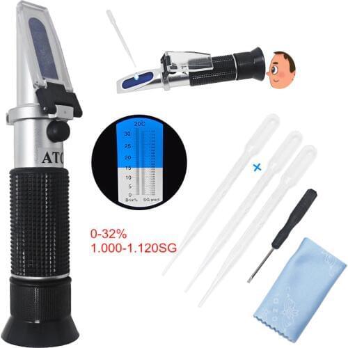 Ketotek Refractometer Brix 0-32% 1.000-1.120SG For Beer Wort Hydromet Brewing Refractometer Sugar Dual Scale No Retail Box