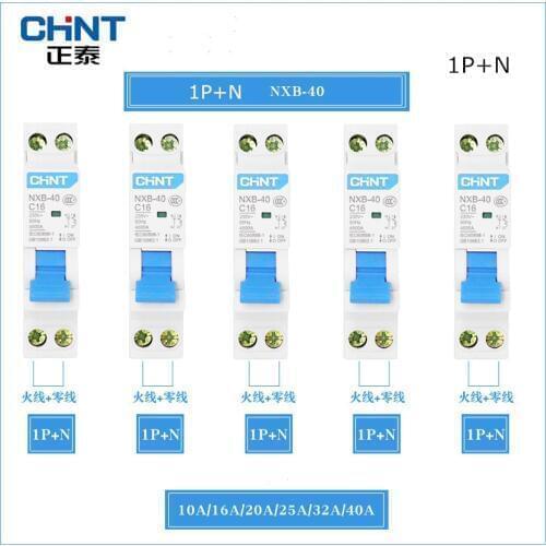 CHINT Mini Circuit Breaker 1P+N 6A/10A/16A/20A/25A/32A/40A MCB DPN Houlsehold Breaker DZ47 with Indication 230V for Home