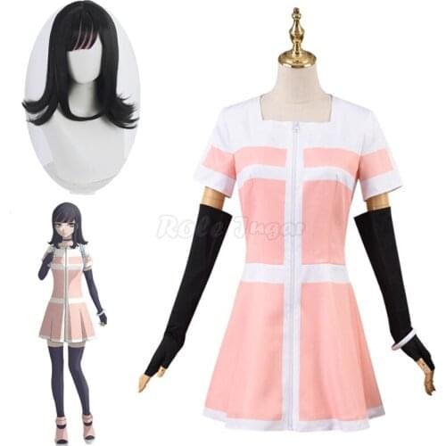 Anime Akudama Drive Ordinary Person Cosplay Costume Pink Swindler Dress Uniform Set Wig Halloween Carnival Pary Outfit C98M57