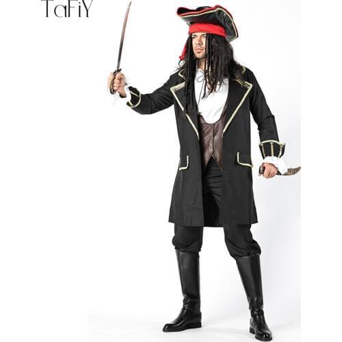 TaFiY 2018 Caribbean Pirate Warrior Costume Men Pirate Costumes Halloween Party Clothing Carnival Adult Pirate Cosplay Costumes