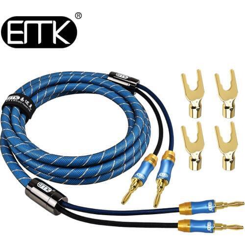 EMK Copper Speaker Wire with Gold Plated Banana Plugs Pair 1m 1.5m 3m 5m