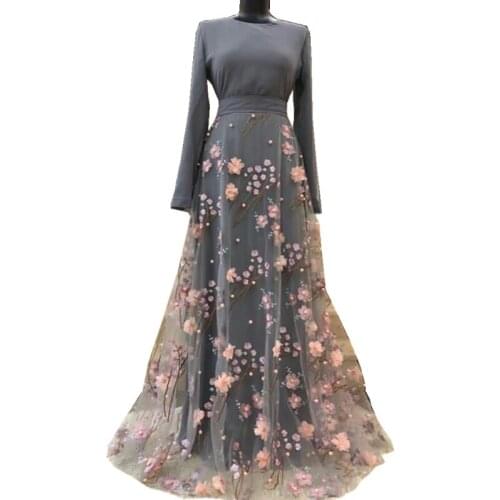 Muslim Women Abaya Dress Embroidery 3D Flower Lace Sweet Arabic Kimono Jubah Dubai Elegant Islamic Clothing Femme Robe